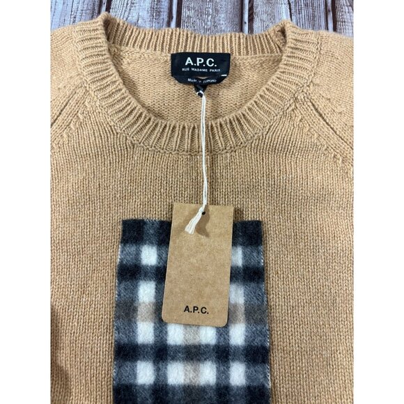 A.P.C 100% Lambswool Crew Neck Pullover sweater sz 2XL color camel NWT mspr $350 - Picture 4 of 9